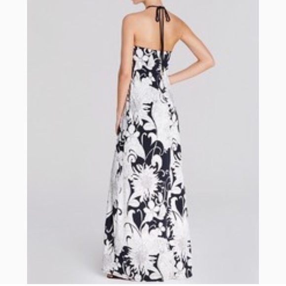 NWT Trina Turk Floral Black and White Maxi Dress - Picture 3 of 8
